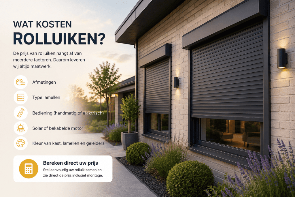 Op deze afbeelding is te zien hoe de prijs van rolluiken wordt opgebouwd.